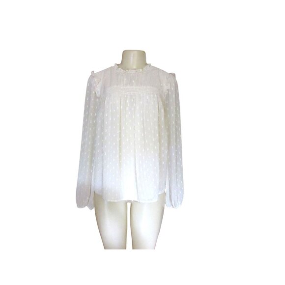 Sanctuary Grunge Girl Off White Smocked Blouse Size S - Picture 2 of 7